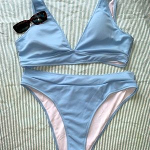 Baby blue halter tank top bikini size 2XL
